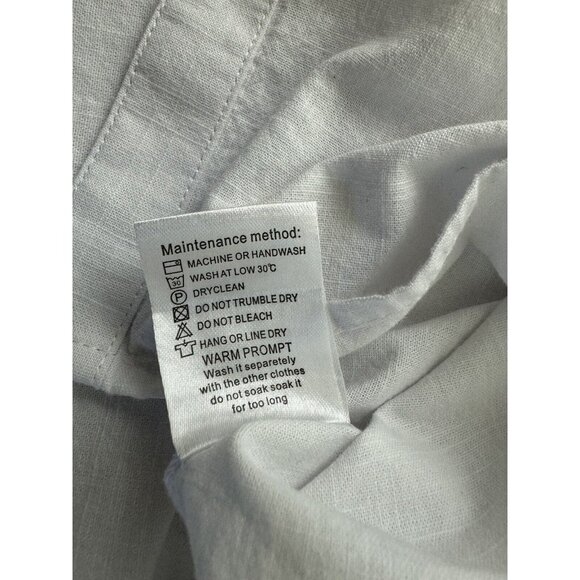 Womens Button Down Long Sleeve Shirts Casual V Neck Cotton Linen Roll Sleeve S - Picture 9 of 9